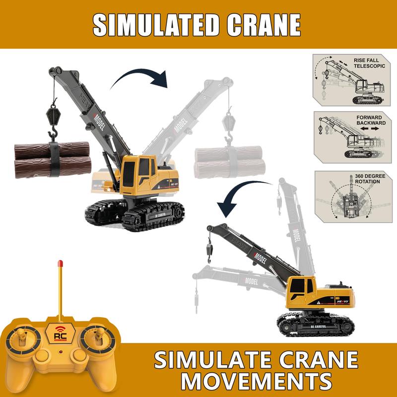 Remote Control Construction Vehicle Toy Set, 1 Set Crane & Truck Toy with Scene Accessories, Creative Car Toy for Birthday Gifts