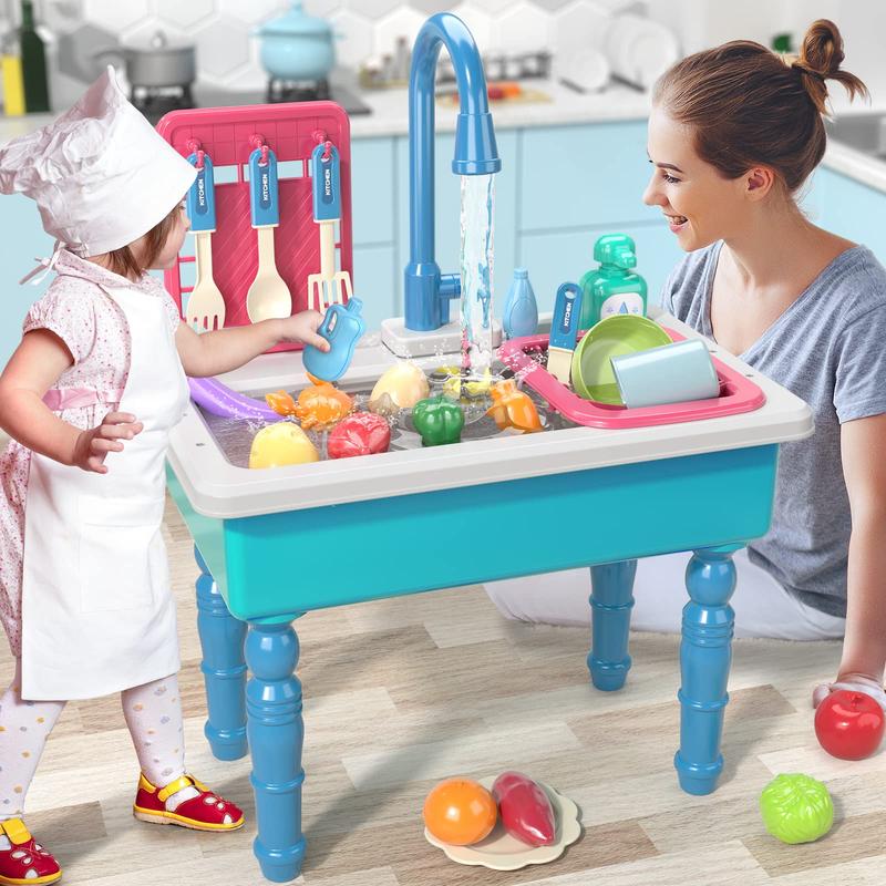 Play Kitchen Sink Toys , Electric Dishwasher Playing Toy with Running Water, Play Food & Tableware Accessories, Kitchen Set Toys, Role Play Sink Set for