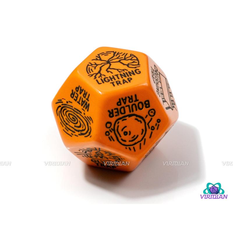 Trap Generator Die | Random Hazard and Danger Creation Dice, Giant 30mm | Acrylic Giant D12 (1)