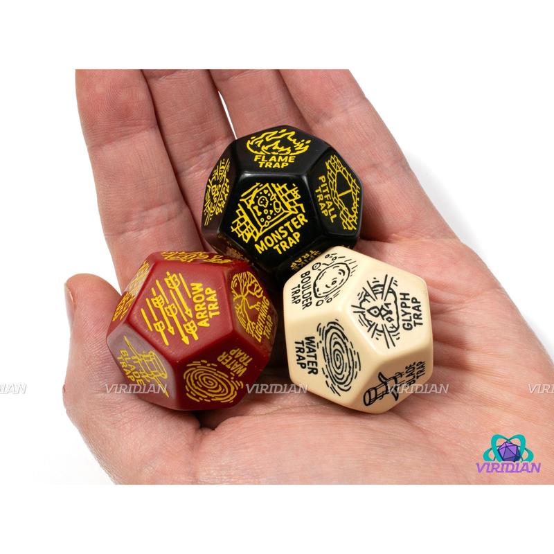 Trap Generator Die | Random Hazard and Danger Creation Dice, Giant 30mm | Acrylic Giant D12 (1)