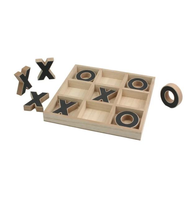 Decorative Wood Tic-Tac-Toe Set, Brown