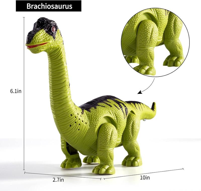 3-Pack Electric Walking Dinosaur Toys with Roaring Sounds and Lights, Realistic Robot T-Rex, Brachiosaurus, Stegosaurus Dinosaur Figures