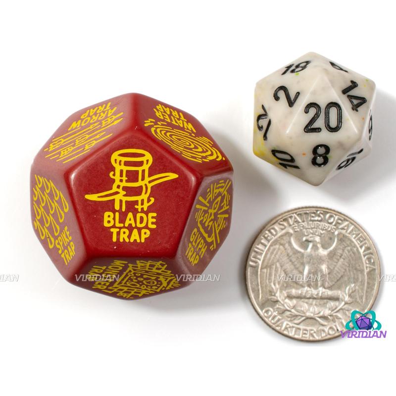 Trap Generator Die | Random Hazard and Danger Creation Dice, Giant 30mm | Acrylic Giant D12 (1)