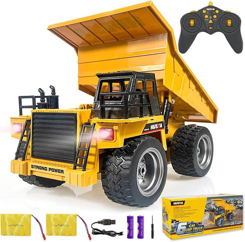 Large Remote Control Construction Vehicles (1:16 Excavator, 1:16 Bulldozer, 1:18 Loader, 1:18 dump truck). Educational toy gifts for boys and girls.