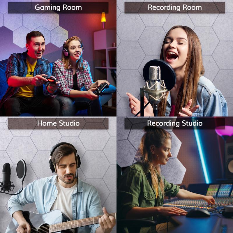 TONOR RGB Acoustic Panels Self-adhesive, Sound Proof Panels Dampening Insulation Treatment  for Gaming,Streaming, Podcast, Studio