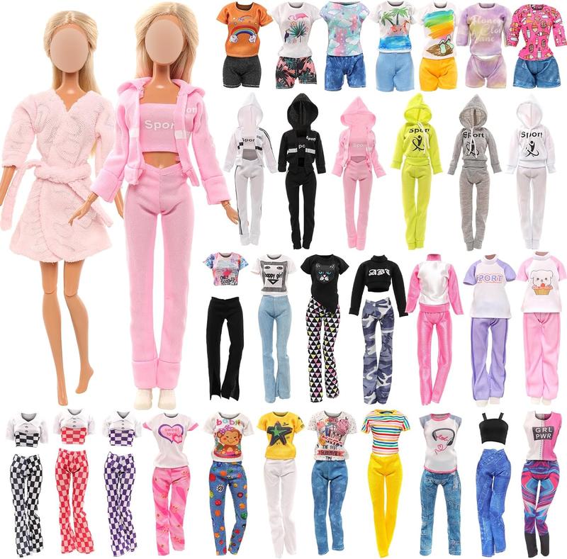 BARWA 8 Sets Doll Clothes Hooded Sports Suit Casual Outfits Tops and Pants Doll Pajamas for 11.5 inch Girls Doll