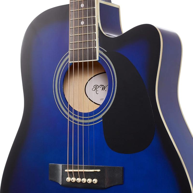 Full Size Thinline Acoustic Electric Guitar with Free Gig Bag Case & Picks Right Handed- Natural, Blue, Red, Black - SUNSET INSTRUMENTS