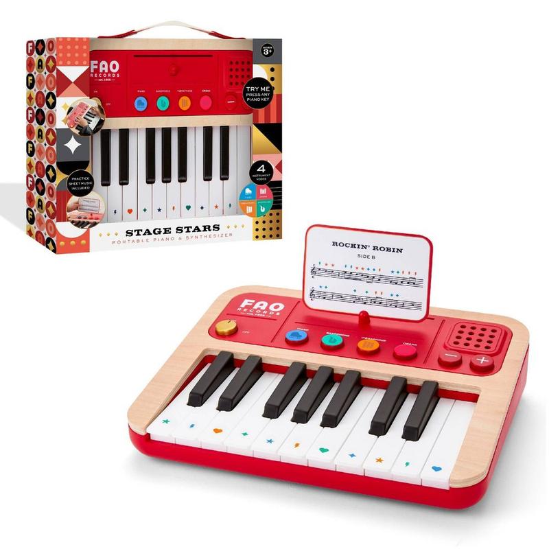 FAO Schwarz Stage Stars Portable Piano Synthesizer 4 Instruments Volume Control