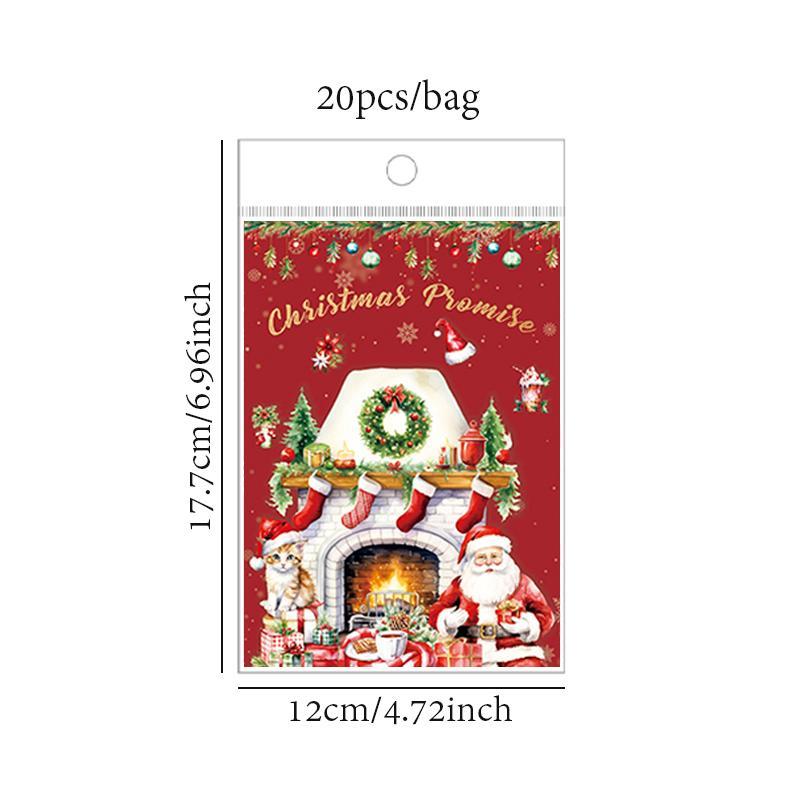 Vintage Christmas Themed Sticker, 20pcs bag Scrapbooking & Journal Making Material Paper, DIY Decorative Sticker for Stationery Computer Water Bottle