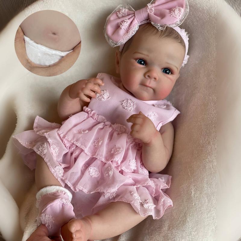 48CM All Vinyl Girl Bettie Bebe Reborn Dolls Handmade Painted Full Body Soft Vinyl Reborn Doll Girl With Adorable Outfits For Family's Gifts Collection Series