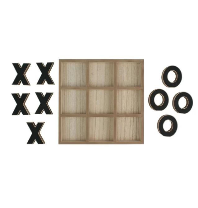 Decorative Wood Tic-Tac-Toe Set, Brown