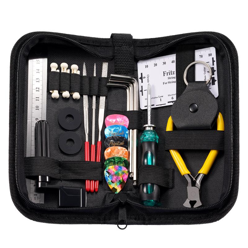 POGOLAB 31Pcs Guitar Tool Repair Kit A Gift for Guitar Enthusiast Beginners Proscenium Guitar String Winder Tool Guitar Maintenance Kit Ukulele Bass Banjo Acoustic Guitar Tools