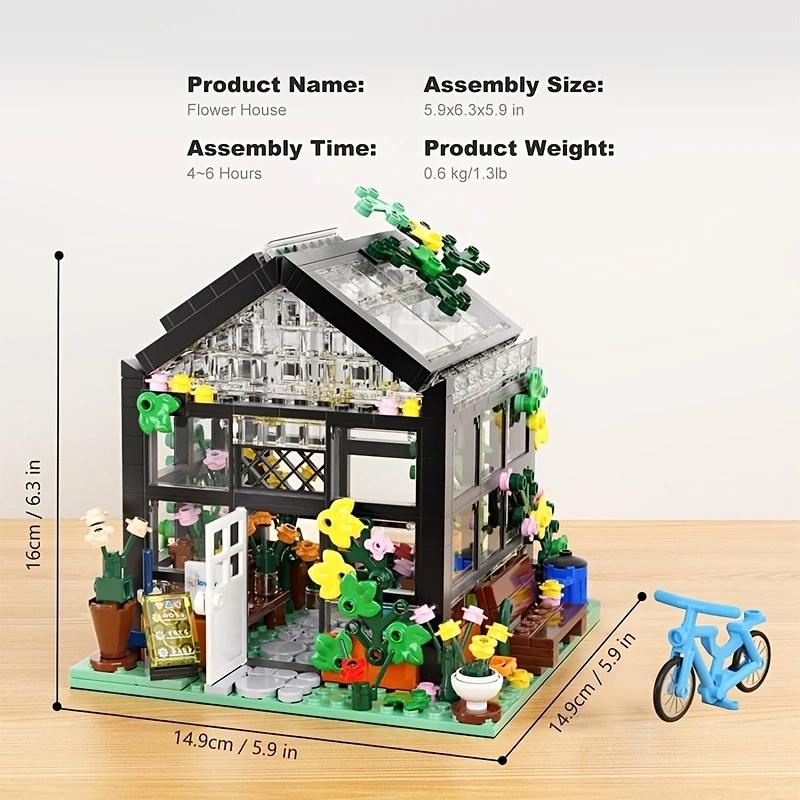 (579Pieces)Flower House Building Set,Christmas Building Blocks Toy,Greenhouse Model Building Block Set Playset,Garden House Model,Flower Shop Building Kits,with Beautiful Christmas Gift Box Toys for Boys Girls and Building Lover