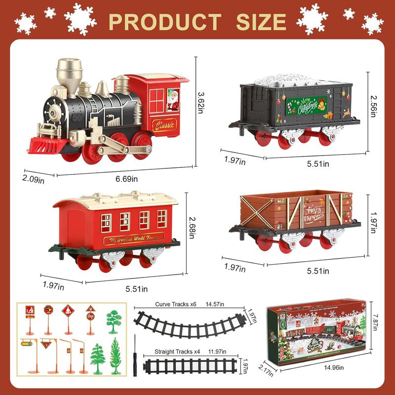 Train Set, Christmas Train Set for Around The Tree w Lights & Xmas Sounds, Christmas Tree Train Toys, Electric Toy Train Set for Boys, Toddler Model Train Gifts for 3 4 5 6 7 8+ Years Old Kids