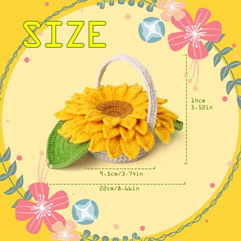 Sunflower Crochet Kit, 5 Counts Cup Coaster Crochet Kit, DIY Handmade Knitting Kit, DIY Knitting Supplies for Adults, Beginners, Craft Supplies