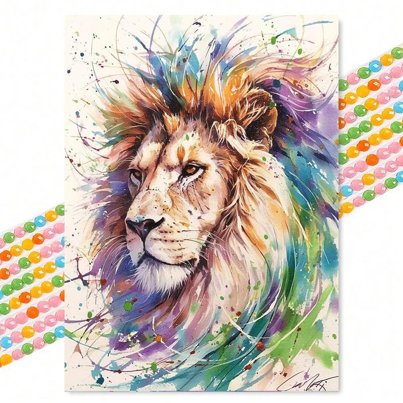 Lion Pattern DIY Diamond Arts Painting Without Frame, DIY Decorative Arts Picture For Beginner, Home Wall Craft Decoration