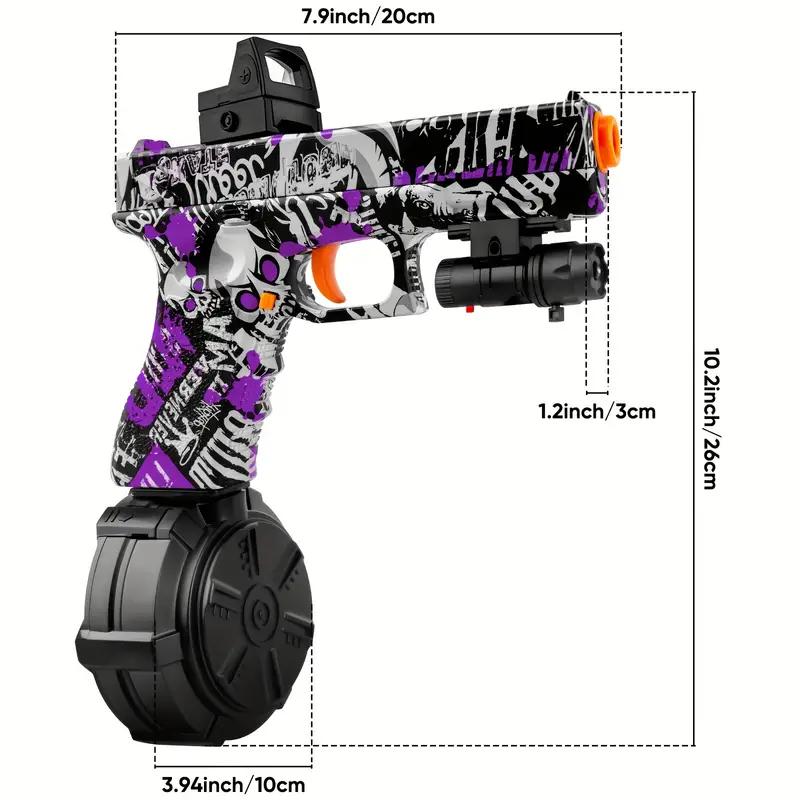 Gel Ball Blaster - Dual Mode Pistol with Drum, Manual & Automatic Shooting, Linked Effect, Ages 14+ Halloween and Christmas Gift Idea