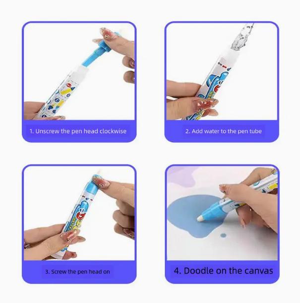 Reusable Magic Doodle Mat and Water Drawing Canvas - Mess-Free Art Painting Play for 3-8 Years, Washable Drawing Board with Alphabet and Numbers, Portable Creative Toy