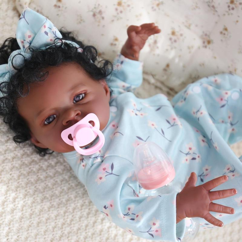 Wooroy Realistic Baby Doll - Birthday Gift, Kids Gift, Girl Gift, Big Sister Gift, Christmas Gift, Brown Skin, Lifelike Reborn Baby Dolls Black Girl- 20-Inch Realistic Newborn Real Life Baby Dolls with Clothes Gift for Kids Age 3+