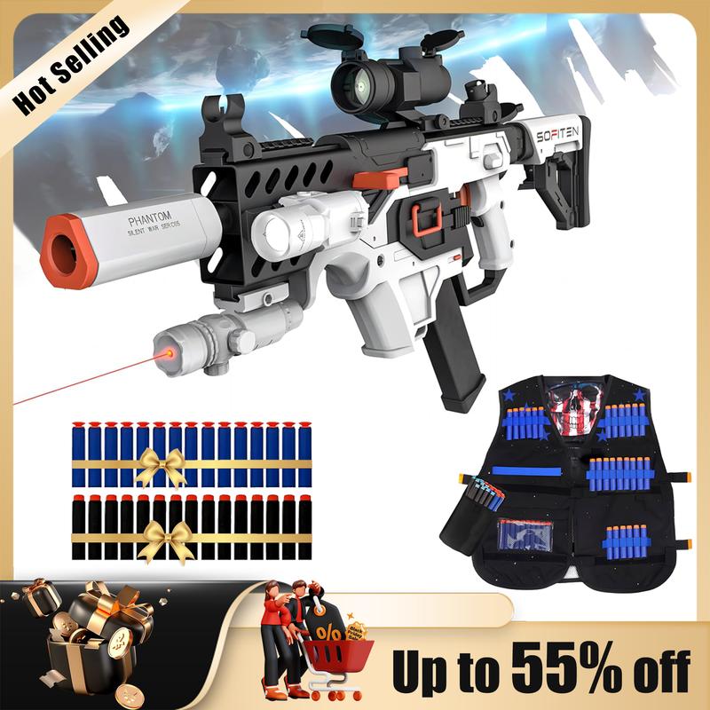 SOFITEN-VIKTOR-TRAP S1- Toy foam blaster with Tactical Vest Kit, Scope. 120 Darts, IR and Flashlight. The Shooting Activity Game for  Age 8+,nerf,Christmas Gift gift ideas.