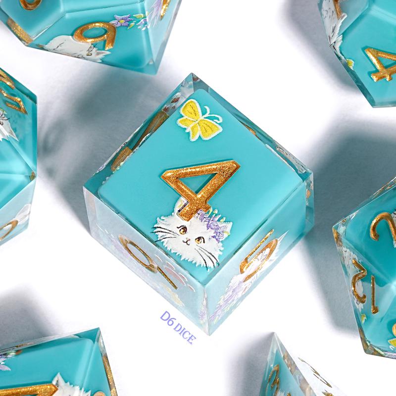 Bear Dice Blue Meow Shadow dnd Solid Cat Resin Dice dice