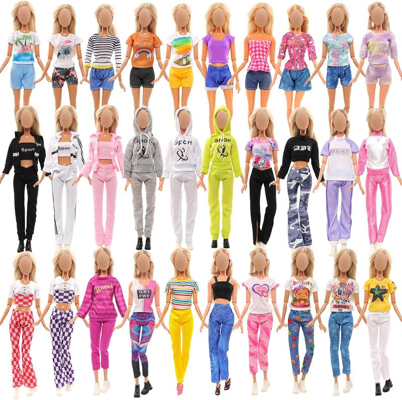 BARWA 8 Sets Doll Clothes Hooded Sports Suit Casual Outfits Tops and Pants Doll Pajamas for 11.5 inch Girls Doll