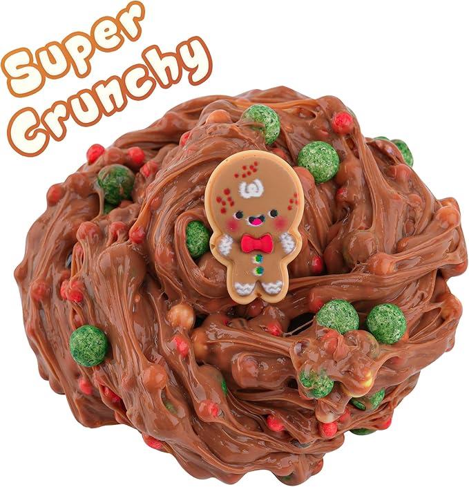 Christmas Stocking Stuffers for Kids, Gingerbread Man Brown Foam Slime, Good Stretchy & Non-Sticky Crunchy Slime, Girls Gifts & Boys Gifts Birthday Easter Hallowmas Christmas Slime Sensory Toys