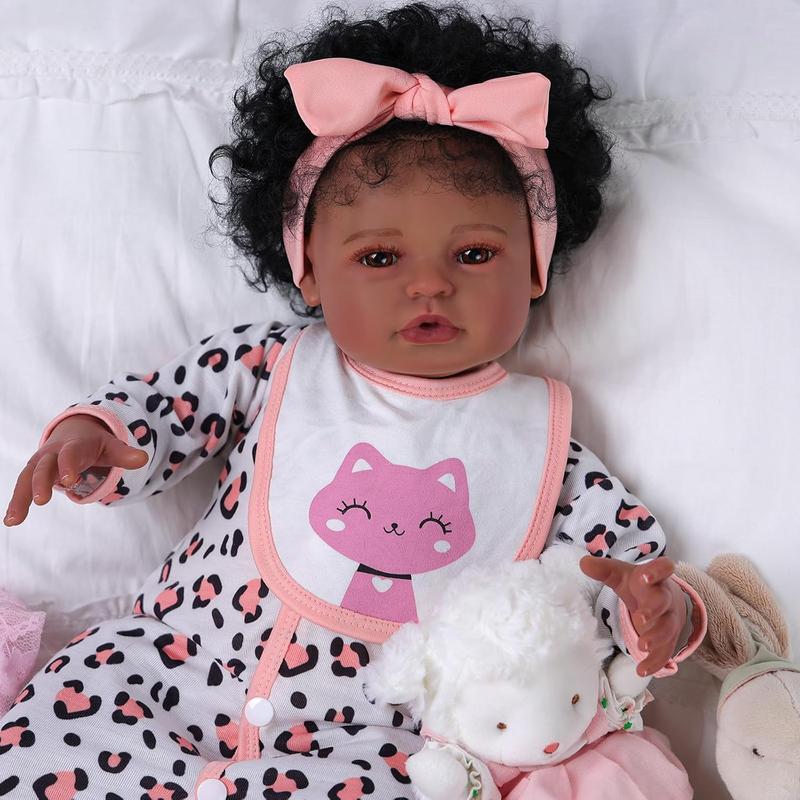 BABESIDE Lifelike Reborn Black Girl- 20-Inch Realistic Newborn Real Life Baby Dolls with Clothes and Toy Gift for Kids Age 3+ - Natalie