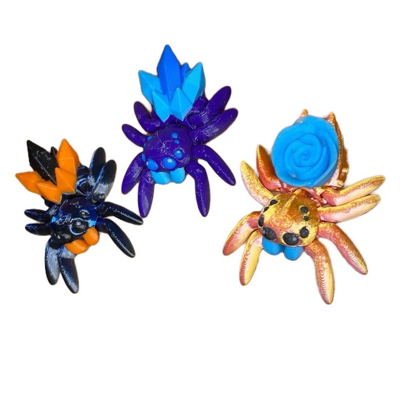 Articulated Mini Spider Pack - Set of 3 Small 3D Printed Figurines