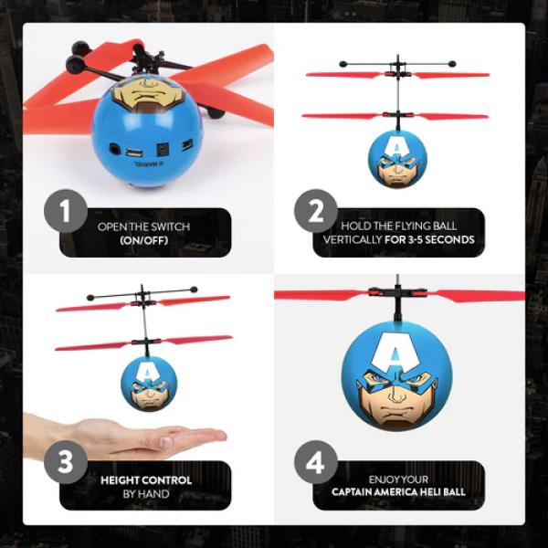 5 Pack Marvel Heli Ball Flying UFO Helicopters - Spiderman Iron Man Hulk Black Panther Captain America