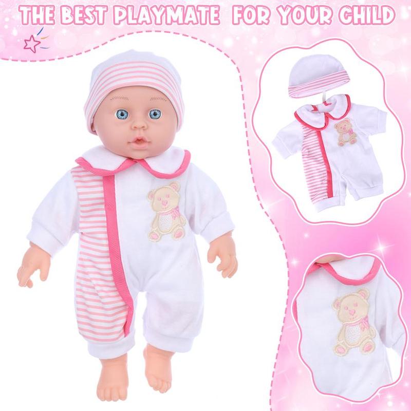 12 Inch Teenager Doll & Clothing Set, 3 Counts set Soft  Realistic Analogue Doll, Realistic Newborn Doll, Gift for Kids