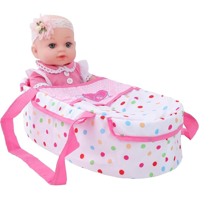 [IN STOCK] 12 Inch Baby Doll with Bassinet Bed,Reborn Alive Doll Includes Clothes and Accessories,Bottles,Nipple,Diaper,Burp Cloth,First Baby Dolls for Toddlers 36 Months and Up