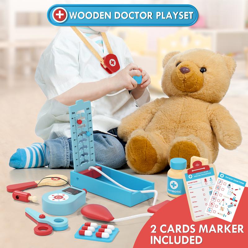 Boy Doctor Theme Kit for Kids, Doctor Playset with Storage Bag & Real Stethoscope Toy, Dentist Kit Play Set, Pretend Play Super Smile Dentist Kit w  Teeth And Dental Accessories Toy with Carrying Bag, Education Toy for Kids,