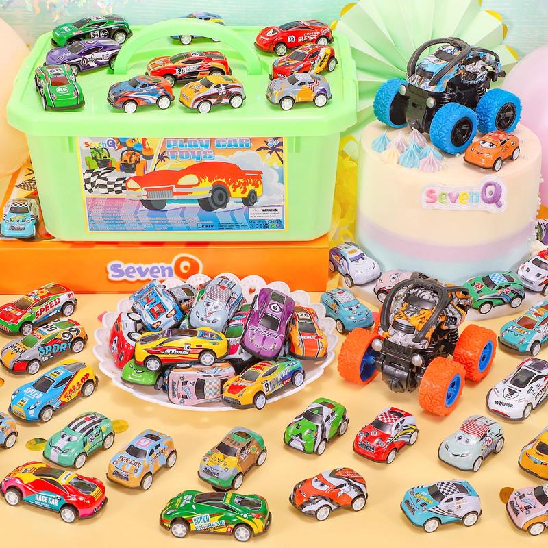 Toy Cars, 56Pcs Monster Pull Back Cars with Storage Box, Race Cars Party Favors Goodie Bag Stuffers Christmas Treasure Box Classroom Prizes