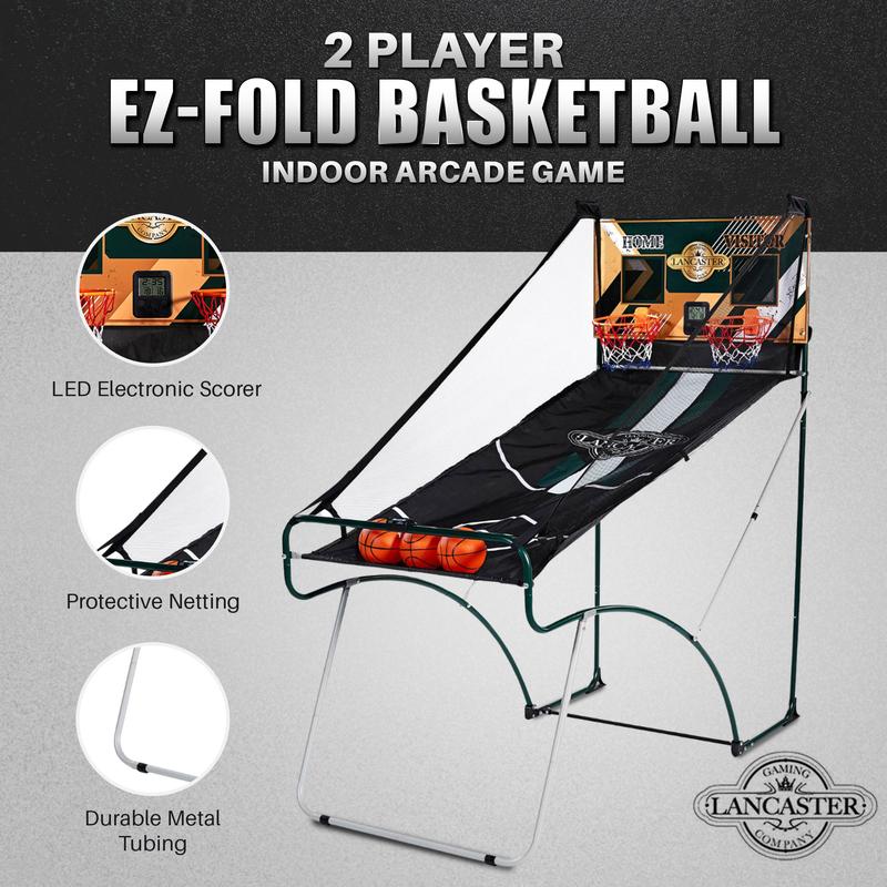 Lancaster Indoor Arcade Basketball Dual Hoop Shooting Game Set