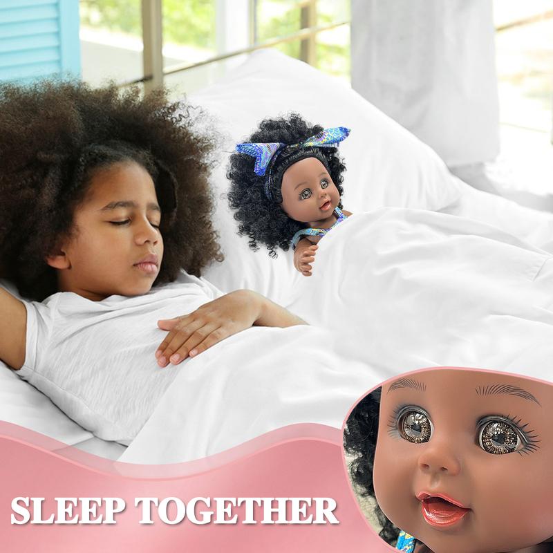 Nice2you 10 Inch African American Baby Doll - Black Baby Dolls for Toddlers, Reborn Baby Dolls Black for Girls, Curly Hair Silicone Black Doll Toy