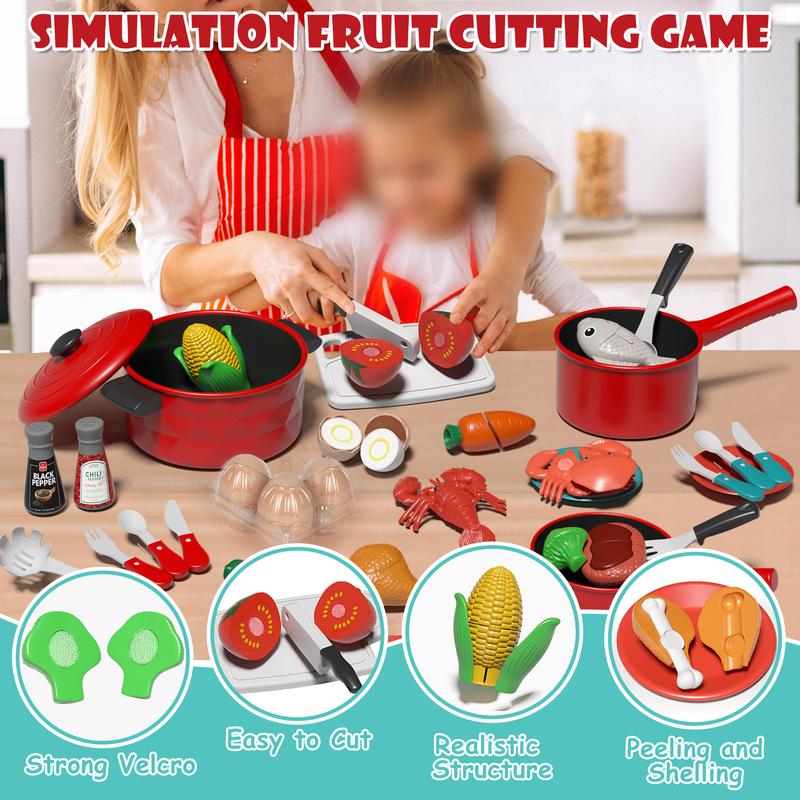 Lehoo Castle Play Kitchen Accessories for kids, Play Food Sets for Kids，Kitchen Playset with Pots and Pans Set，Preschool Learning Education Toys，Kitchen Playset，Pretend Cooking Play playfood play pretend coc in