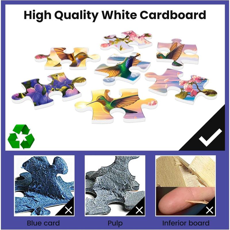 300 Pieces Puzzles for Adult Jigsaw Puzzle 300 Piece Puzzle Children Elderly Puzzle Hummingbird Beach Flower Puzzle Gift for Mom Dad Family Friend Family Activity Games Home Decor Wall Art 20.5x15IN