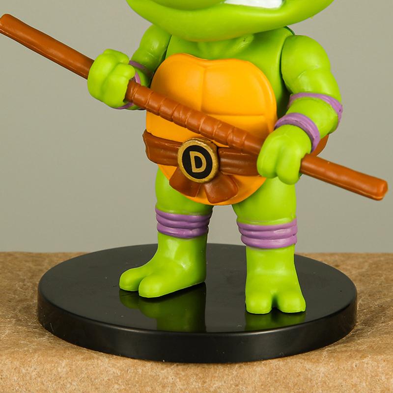 4inch Cartoon Turtles Characters Leonardo Statues Set of 8, Anime Theme Cute Desktop Decor Ornaments of Raphael Michelangelo Donatello, Cake Toppers