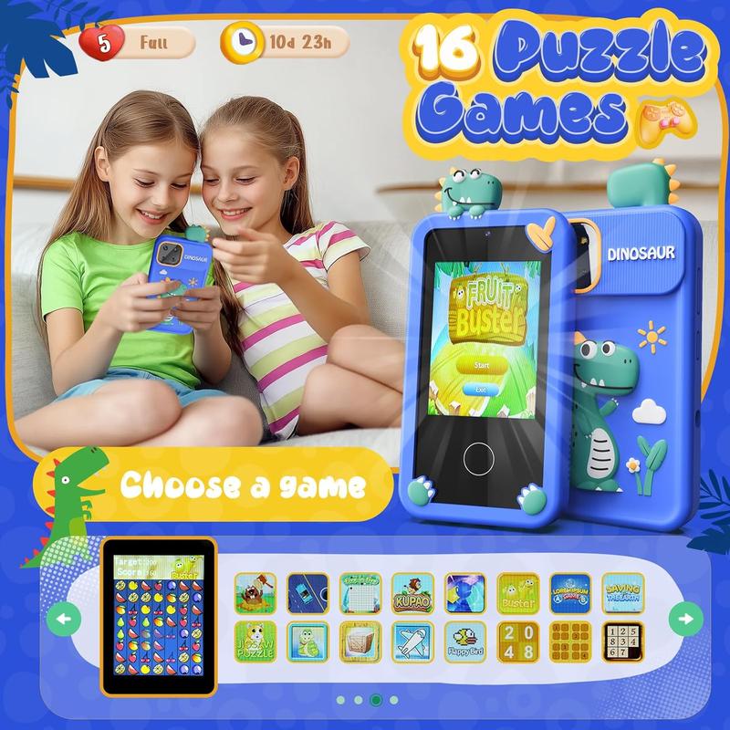 Kids Smart Phone Toys for Boys,Dinosaurs Gift Toys for Boys Ages 3-9 Christmas Birthday Gifts Mini Smart Phone Toys with 2.8