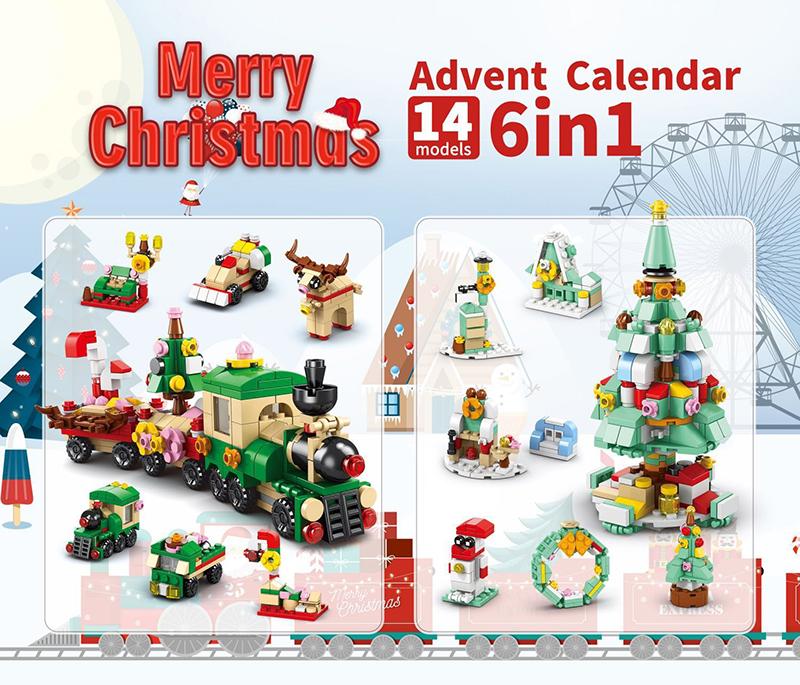 Christmas Building Blocks for Kids - 2024 Christmas 24 Days Countdown Calendar Gift Box for Kids Aged 8-12 Christmas Tree Track Car Building Blocks micro bricks buildingbrickset construction pvc free buildingblocks