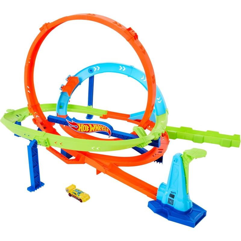 Hot Wheels Toy Car Track Set, Action Loop Cyclone Challenge Playset & 1:64 Scale Vehicle, 2 Ways to Play, Easy Storage