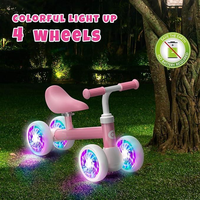 Colorful Lighting Balance Car, Adjustable Pedalless Seat Balance Car, 4 Lighting Silent Wheels, Ride-On Toy Gift for Kids for Christmas Adjustable Toddler