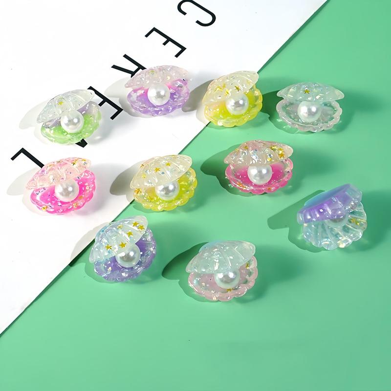 Random Color Luminous Pearl Shells, Mini Shell Shaped DIY Ornaments, DIY Keychain Phone Case Decorations