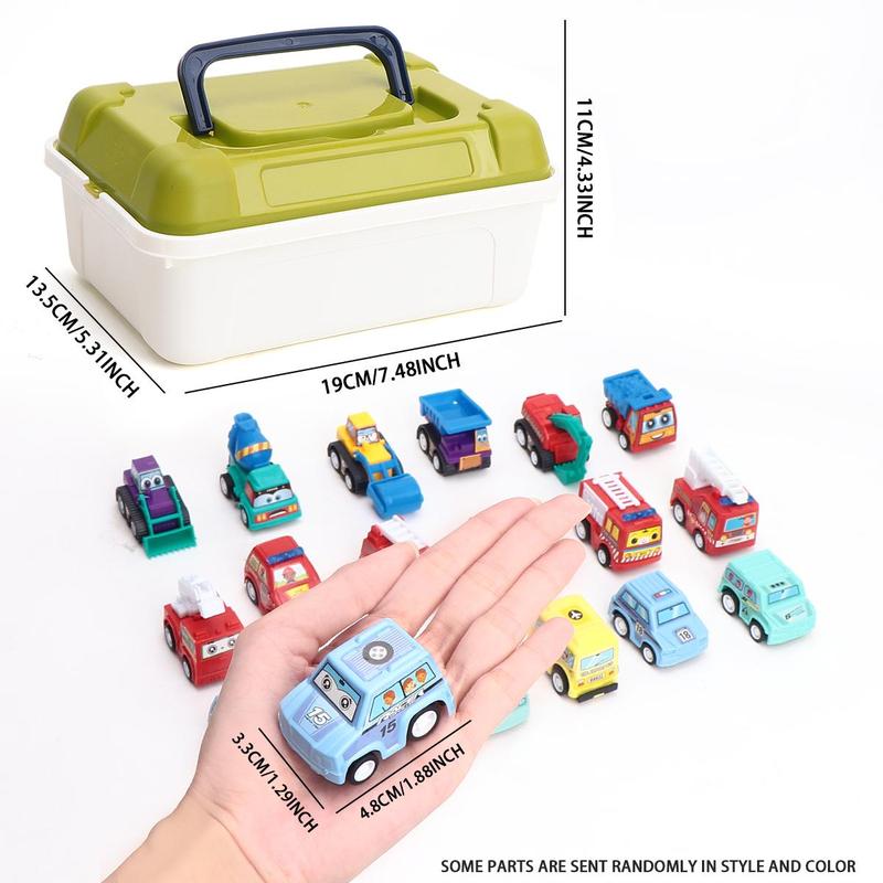 Random Color Mini Car Toy, 6 18pcs Pull Back Car Toy with Storage Box, Model & Toy Vehicles for Boys & Girls, Birthday Gift