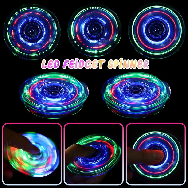 SCIONE 2Pack Fidget Spinners for Kids, LED Light up Sensory Fidget Toys for Kids Adults, Glow in The Dark Toys for Teens Boys Girls Halloween Classroom Prizes, ADHD Stress Anxiety Relief Fidgets