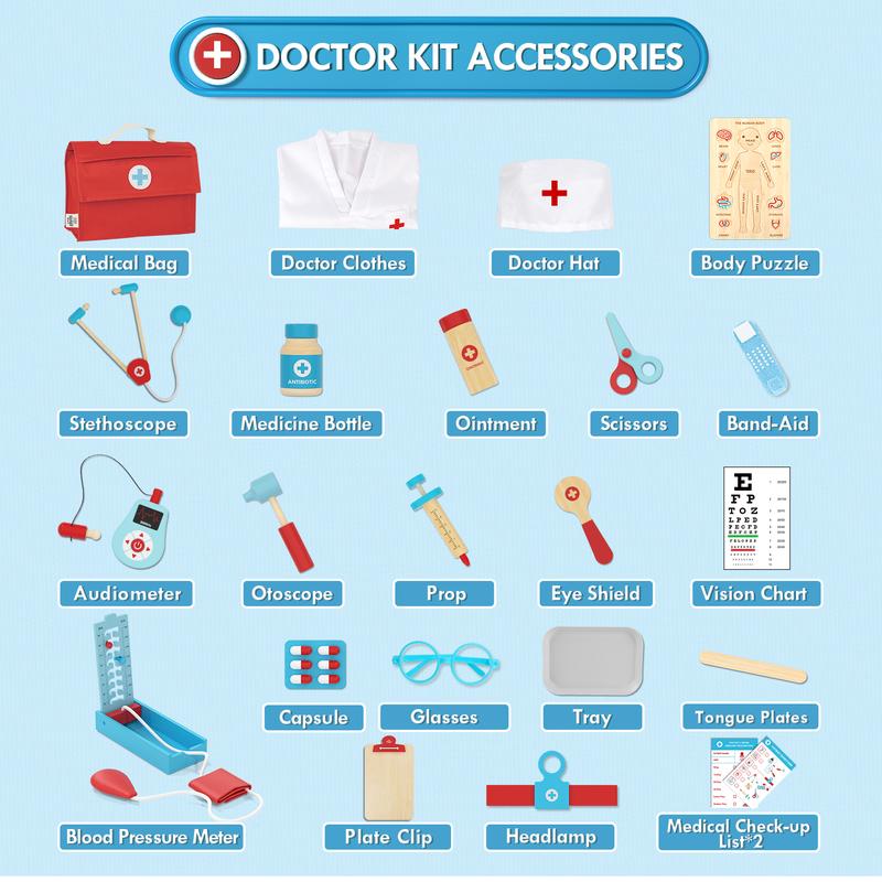 Boy Doctor Theme Kit for Kids, Doctor Playset with Storage Bag & Real Stethoscope Toy, Dentist Kit Play Set, Pretend Play Super Smile Dentist Kit w  Teeth And Dental Accessories Toy with Carrying Bag, Education Toy for Kids,