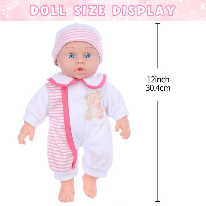 12 Inch Teenager Doll & Clothing Set, 3 Counts set Soft  Realistic Analogue Doll, Realistic Newborn Doll, Gift for Kids