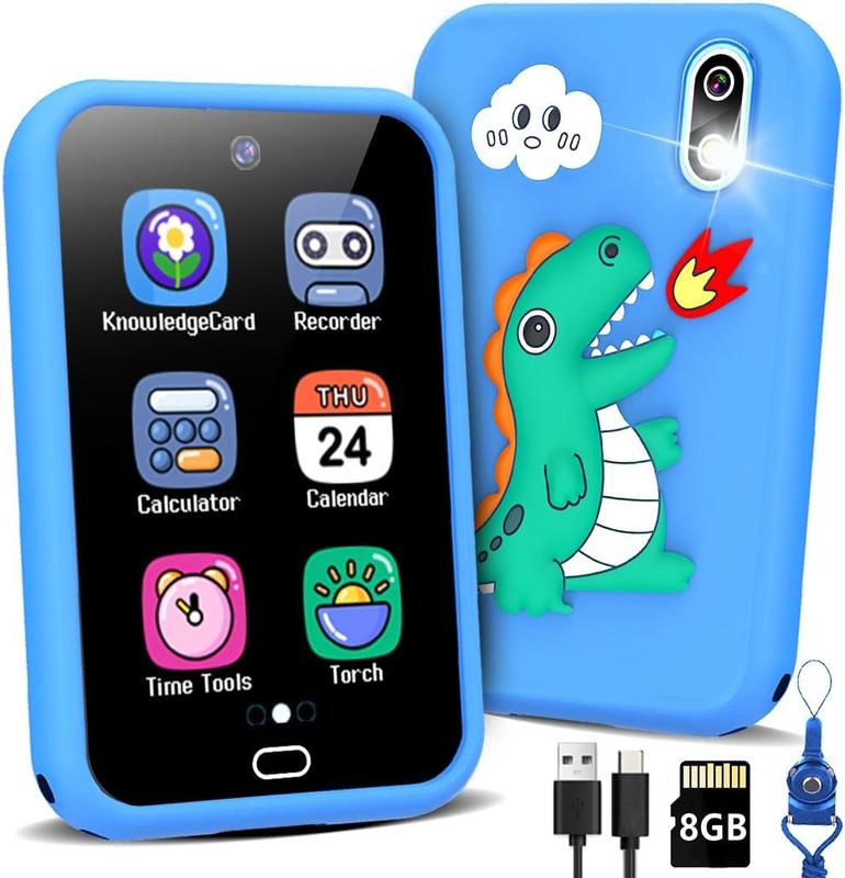 Unicorn Kid Toy Smart Phone for Boy Girl Age 3 4 5 6 7 8 with Dual Camera 28 Puzzle Game 8G TF Card Music Video Play Audible Story Knowledge Card Toddler...