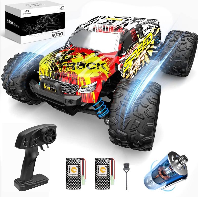 DEERC Cars 9310 High Speed Remote Control Car 30+MPH, 1:16 Scales 4WD Off Road RC Monster Truck,Fast 2.4GHz All Terrains Toy Trucks Gifts,2 Rechargeable Batteries for 40Min Play rc vehicle rc model